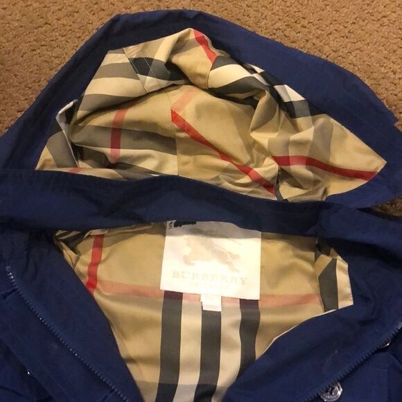 BURBERRY Kids Blue Buttons Removable Hood Raincoat Signature Plaid Size 4Y - Picture 8 of 8